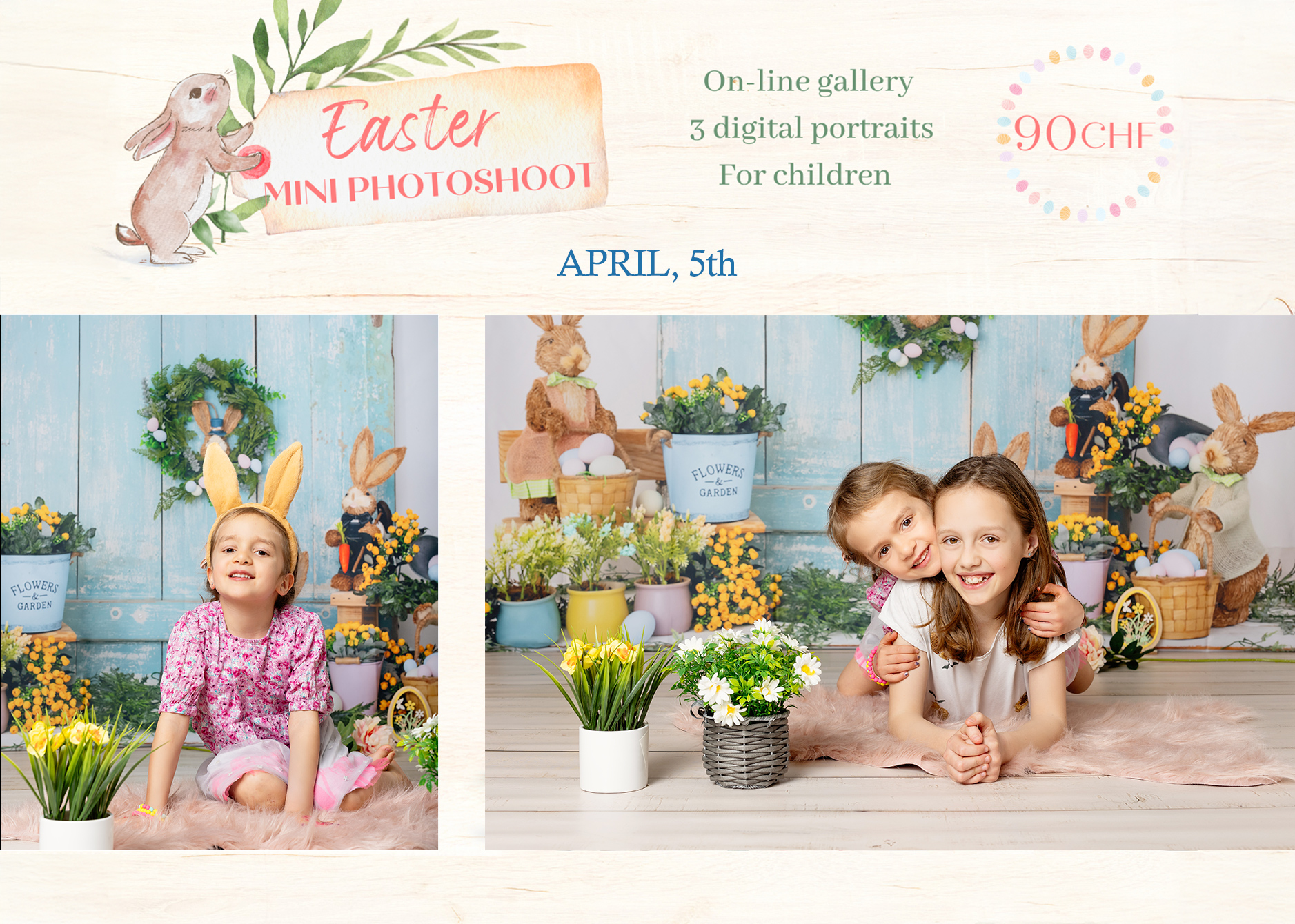 Easter mini photoshooting zürich switzerland for children studio session Amélie Clements